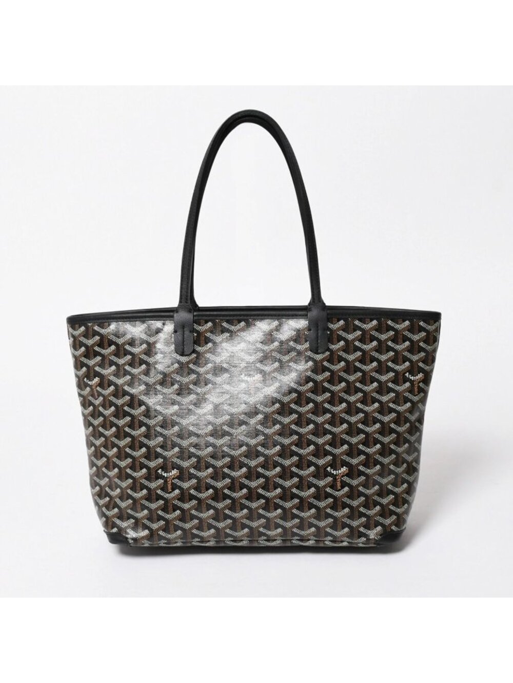 Goyard Artois PM Tote Bag Goyardine Canvas Chevroche Calfskin Black